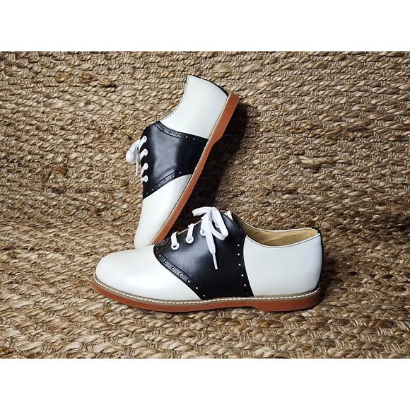 Kesco Classic White Black Lace-up Saddle Oxford Uniform Shoes Size 13 New! - Picture 1 of 11